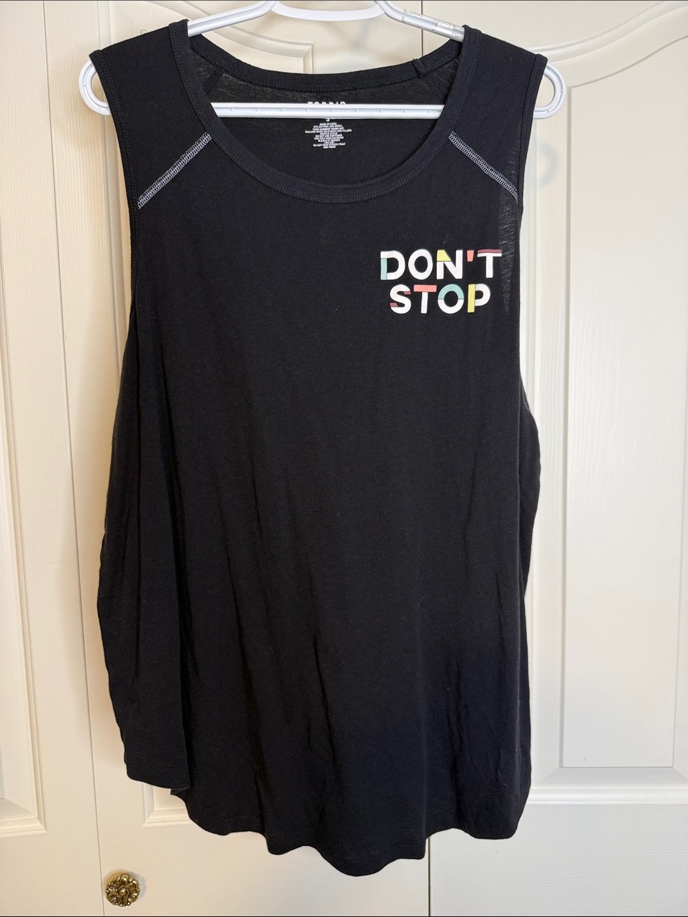 Torrid  Black Tank Top with Multicolor "DON'T STOP" Print
